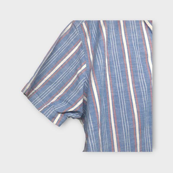 Mens L.L. Bean Blue Striped Button Down Short Sleeve Shirt Size XXL - Picture 4 of 7